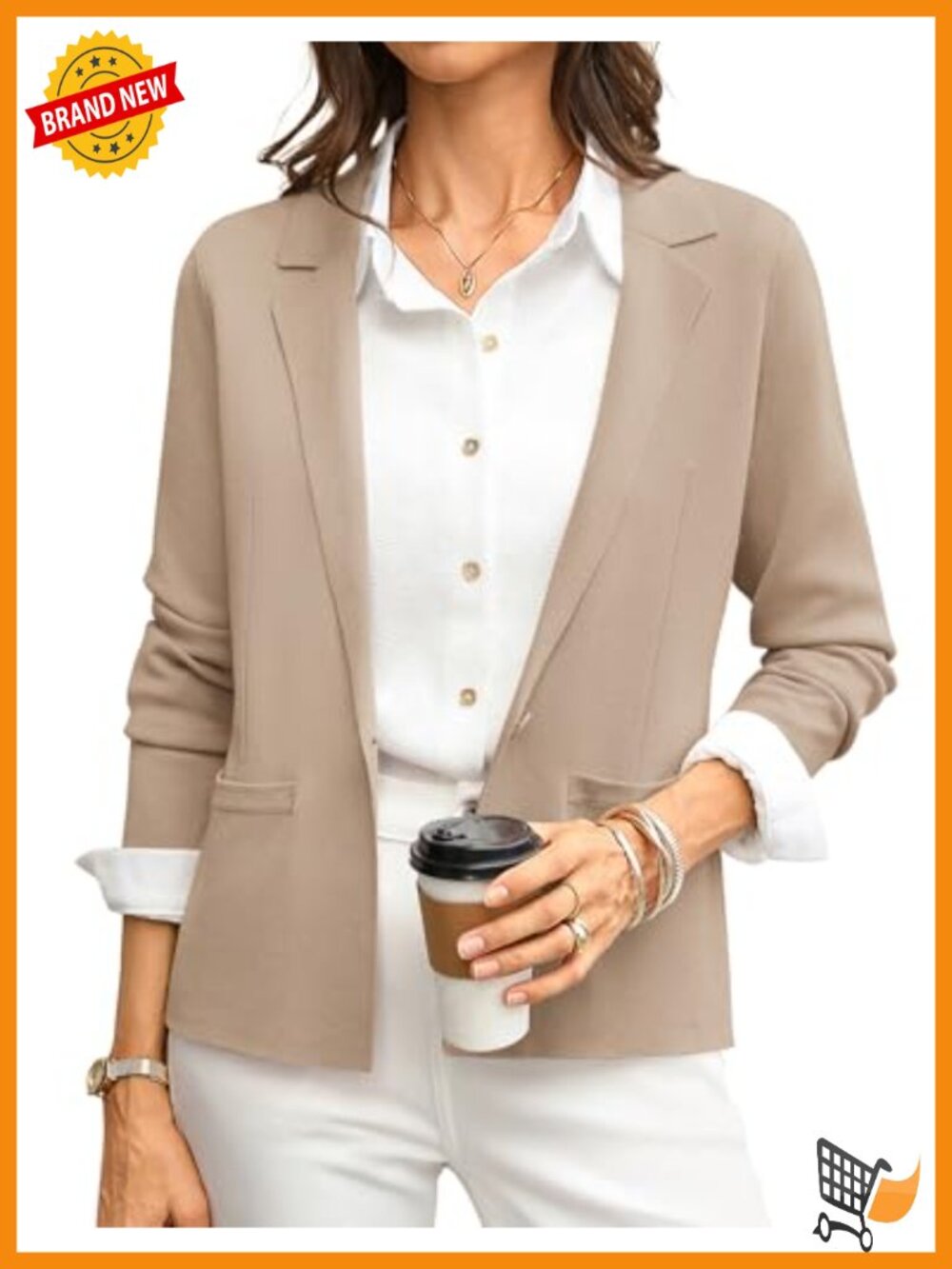Womens Cropped Sweater Blazer Jacket Business Casual Knit Cardigan Long Sleeve